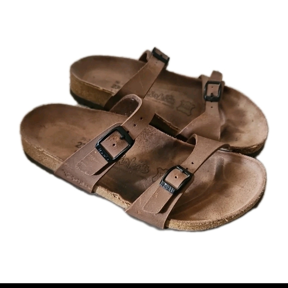 Birkenstock Birki's Womens Brown 230 Original Fussbett Two Strap Sandals 5